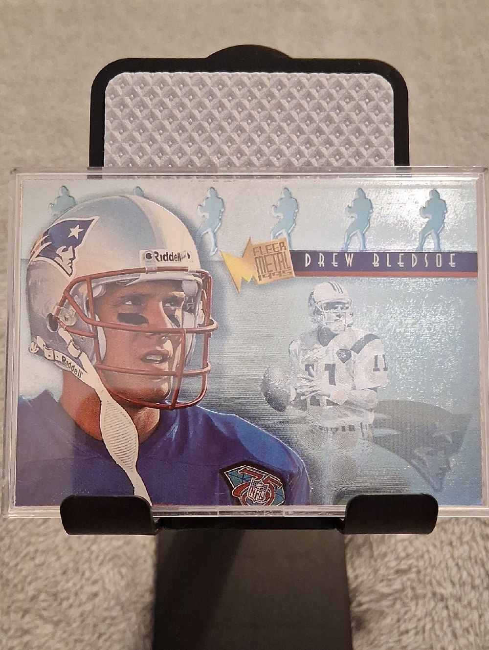 Drew Bledsoe Fleer Metal Football Card - Light Blue Background